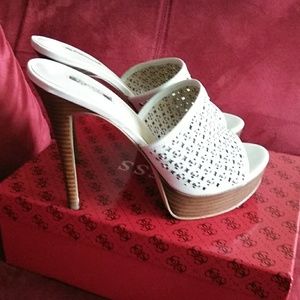 Guess leather slide heels